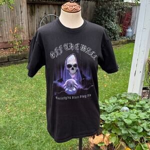 Vans T Shirt Off The Wall Skeleton Grim Reaper Graphic Black Tee Women's M Flaws